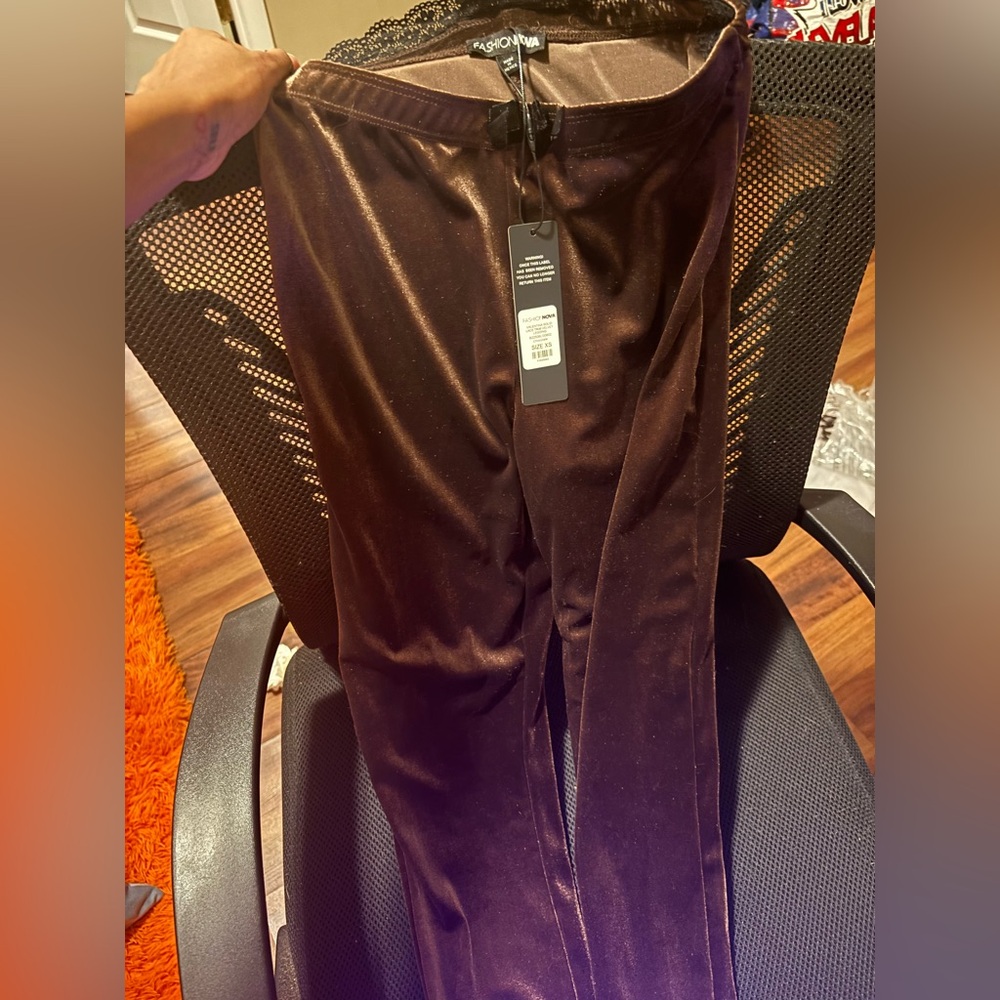 Brown velour fashion nova pants